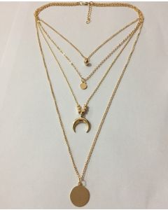 Fashionable Personality Multi-layer Moon Disc Pendant Women's Necklace