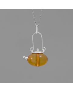 Factory Direct Supply Original Look For Tea To Go Chinese Style Teapot S925 Sterling Silver Amber Pendant