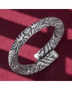 Men's Silver Double Head Bead Playing Bracelet