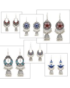 Egypt Vintage Silver Color Jhumka Bells Beads Tassel Statement Earrings for Women Turkish Tribal Gypsy Indian Jewelry Party