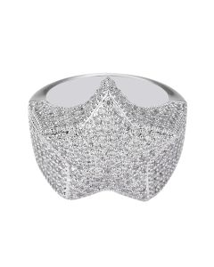 Explosive Five-pointed Star Zircon Ring, Real Gold Electroplated Micro-inlaid Zircon Hip-hop Men