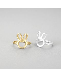 Alloy Hollow Cute Rabbit Animal Food Ring Ring Tail Ring