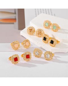 Multiple Colors Zircon-encrusted Stud Earrings