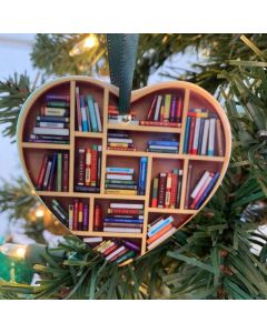 Book Lovers Heart Ornament Christmas Fashion