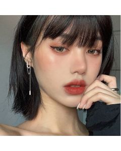 Long Geometric Circle Ear Chain Earrings Female Trend Diamond Tassel Earrings