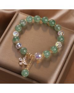 Natural Strawberry Quartz Green Crystal Bracelet For Women