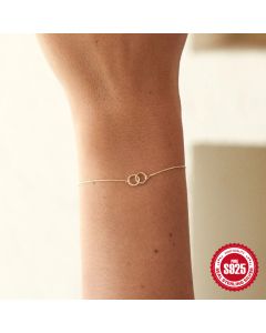S925 Sterling Silver Temperamental All-match Double Ring Women's Bracelet
