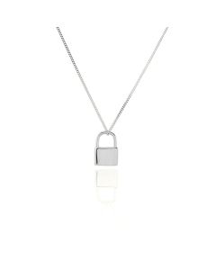Small lock 925 silver sterling silver 18k gold necklace