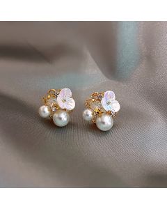 Summer Petal Pearl New Net Red Temperament Earrings