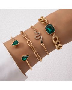 Fashion Green Diamond Bracelet Suit Multi-layer Bracelet