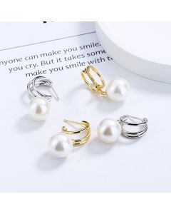 Women's S925 Sterling Silver Multi-layer Line Pearl Stud Earrings