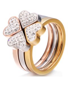 Simple Lucky Love Three-color Stitching Ring