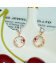 S925 Sterling Silver Jewelry Star And Moon Earrings