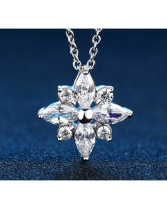 Zircon Flower Pendant Necklace