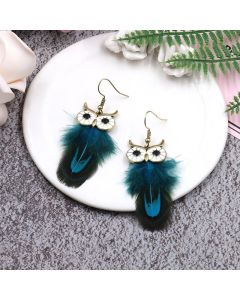 European and American fashion personality popular simulation owl feather earrings