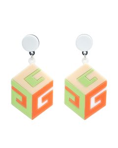 New Simple Personality Splicing Net  Geometric Square Design Acrylic Earrings