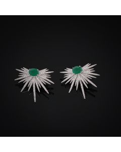 European And American Temperament Crystal Green Earrings Simple