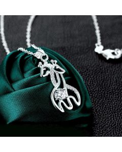 Diamond Giraffe Silver Necklace Korean Pendant