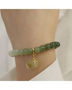 Natural Hetian Gradient Jade Barrel Bead Bracelet