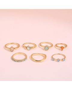 Round Resin Jelly Powder Ladies Joint Ring Set