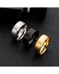 Matte Double Beveled Simple Men's Ring