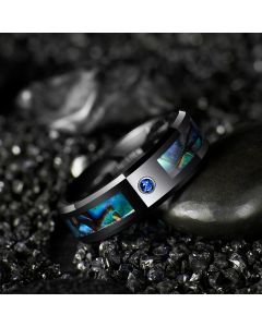 Men's Fashion Plating Zircon Tungsten Steel Ring