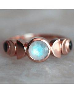 Moon Round Rose Gold Moonstone Ring