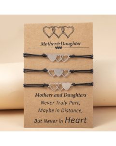 Stainless Steel Love Heart Wax Line Woven Adjustable Blessing Card Bracelet Suit