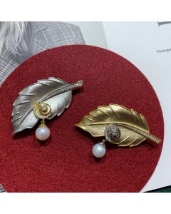 Wuli&baby Czech Rhinestone Snail Leaf Brooches Women Unisex 2-color Office Party Brooch Pins Gifts