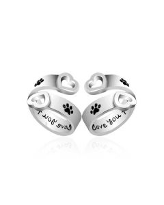 Love dog paw hollow ring