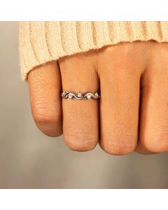 S925 Sterling Silver Wave Pattern Simple Fashion Inlaid Zircon Ring