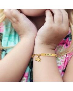Personalized Name Pattern Laser Curved Crown Bracelet
