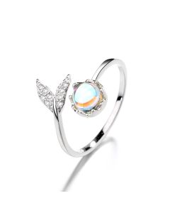 Fishtail Ring Aurora Moonstone Index Finger Ring