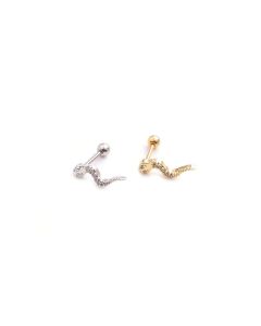 Creative Serpentine Thin Rod Stainless Steel Zircon Screw Earrings