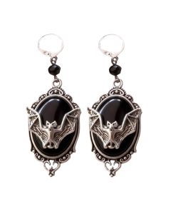 Personality animal bat black gem Earrings