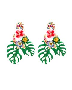 Europe and the United States cross-border earrings big name personality exaggerated sequins flowers leaves earrings alloy diamond earrings