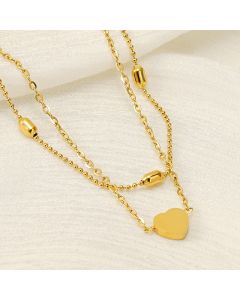 European And American New Titanium Steel Bracelet 18K Gold Love Pendant Oval Bead Necklace