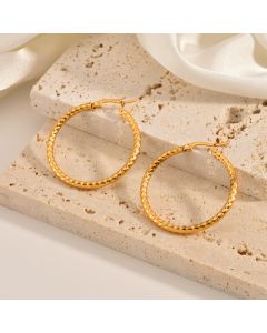 18K Gold-plated Dense Emboss Round Ring Earrings Advanced Sense