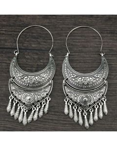 Tribal Antique StyleBohemian Vintage Moon Long Tassel Earrings