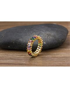 European And American Copper Micro-inlaid Zircon Ring