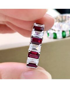 Big Row Diamond Ring Fashion Green  Emerald Cut Square
