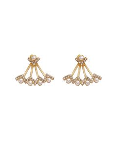 Retro Earrings Female Dongdaemun Pearl Rhinestone Personalized Fan Shape
