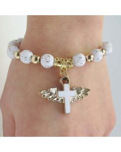 Oil Dripping Angel Cross Rosary Bracelet