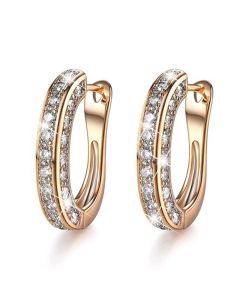 U-Shaped Earrings With Rhinestones On Three Sides