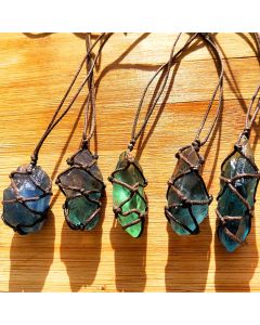 Natural crystal fluorite rough stone pendant