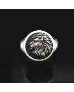 New European and American vintage lion man ring
