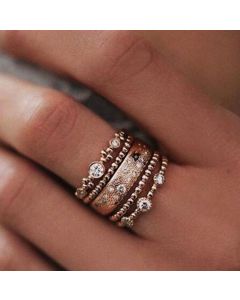 Rose Gold Stackable Five-piece Diamond Ring Women