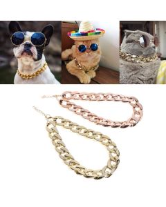 Pet Necklace Thick Gold Chain Plated Plastic Identified Safety Collar Puppy Dogs