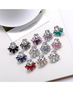 Simple Four Color Flower Shiny Stud Earrings For Women