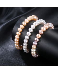 S925 Silver Buckle 7-8mm Freshwater Pearl Bracelet